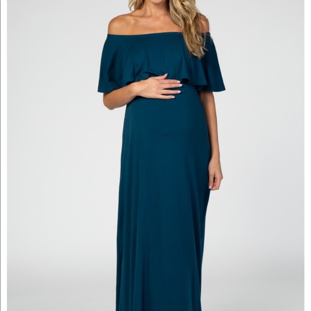 PinkBlush Maternity Teal Maxi Dress